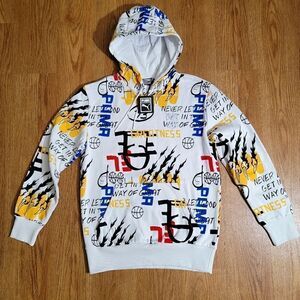 Puma LaMelo Ball Basketball Booster Hoodie Fleece White Blue Size Small S New